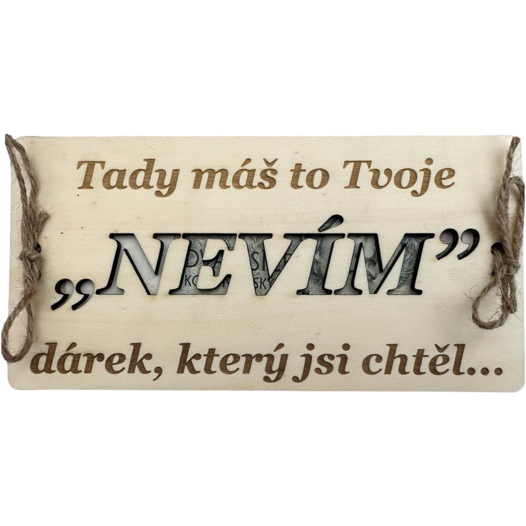 Dřevěná dárková obálka- NEVÍM
